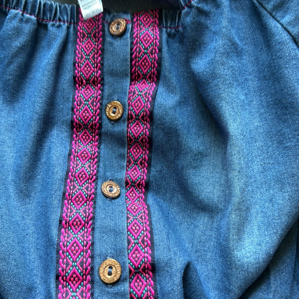 Size 8 Kenzie pocketed crochet trim denim chambray romper jumpsuit shorts - Picture 7 of 7